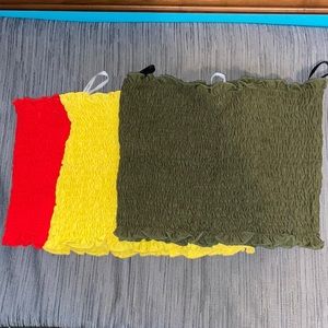 3 pack: red, yellow and green tube top